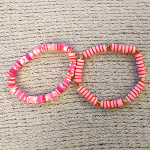 2 Beaded Bracelets, Pink - Picture 1 of 1